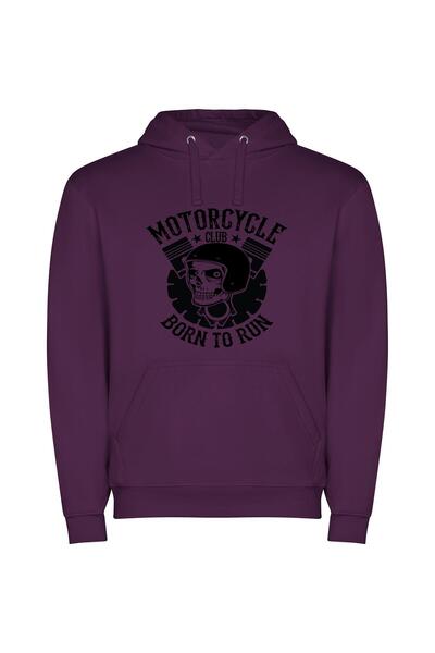 iLovePrints Skull Riders Motorcycle Club Φούτερ με κουκούλα σε χρώμα Μωβ