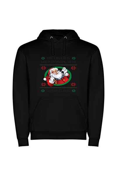 iLovePrints Santa's Daring Arsenal Φούτερ με κουκούλα σε χρώμα Μαύρο