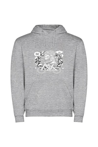 iLovePrints Eerie Monochrome Skeletons Φούτερ με κουκούλα σε χρώμα Γκρι