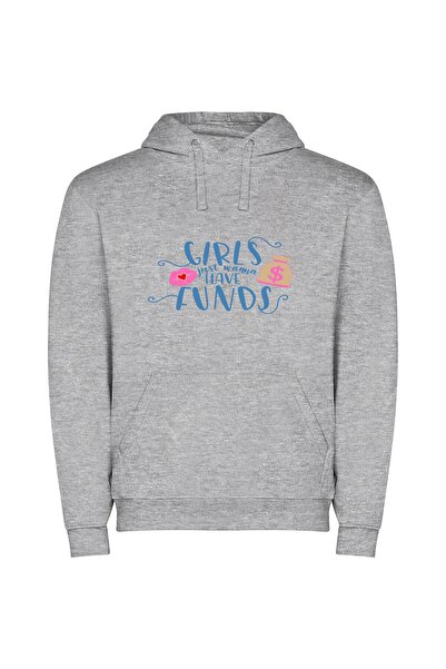 iLovePrints Money & Girls: Fun & Fancy Φούτερ με κουκούλα σε χρώμα Γκρι