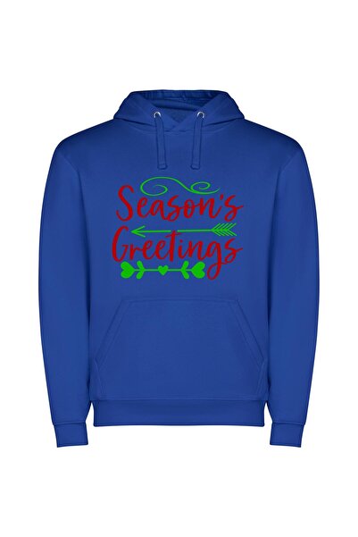 iLovePrints Festive 2015 Greetings Φούτερ με κουκούλα σε χρώμα Μπλε
