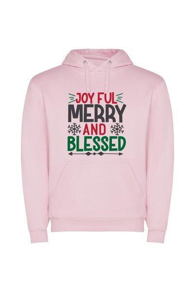 iLovePrints Joyful Blessings of Christmas Φούτερ με κουκούλα σε χρώμα Ροζ