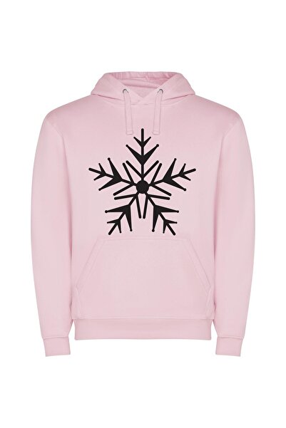 iLovePrints Winter's Mystical Snowflake Φούτερ με κουκούλα σε χρώμα Ροζ