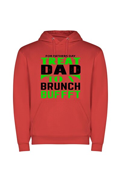 iLovePrints Daddy's Brunch Extravaganza Φούτερ με κουκούλα σε χρώμα Κόκκινο