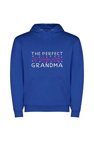 iLovePrints Grandma's Perfect Pink Arrow Φούτερ με κουκούλα σε χρώμα Μπλε