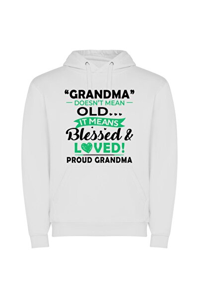 iLovePrints Cherished Grandma's Delight Φούτερ με κουκούλα σε χρώμα Λευκό