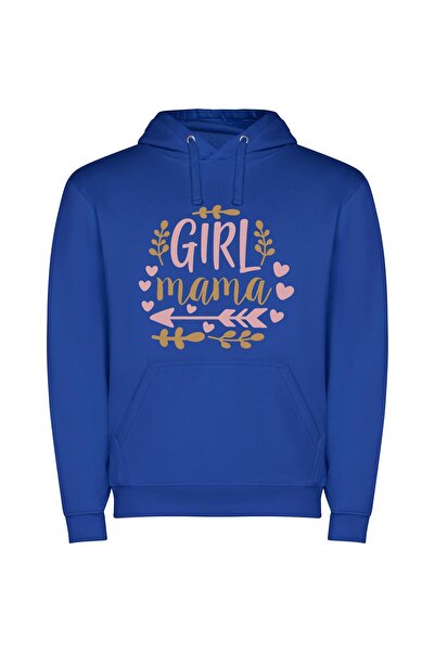 iLovePrints Heartfelt Girl Mama Art Φούτερ με κουκούλα σε χρώμα Μπλε