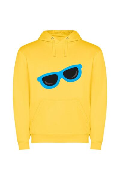 iLovePrints Blue Shades of Style Φούτερ με κουκούλα σε χρώμα Κίτρινο