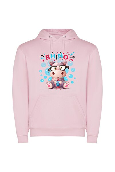 iLovePrints Whimsical Animal Sports Φούτερ με κουκούλα σε χρώμα Ροζ