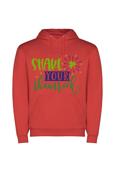 iLovePrints Enigmatic Shamrock Spectacle Φούτερ με κουκούλα σε χρώμα Κόκκινο