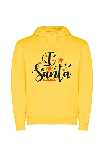iLovePrints Santa's radiant beauty Φούτερ με κουκούλα σε χρώμα Κίτρινο