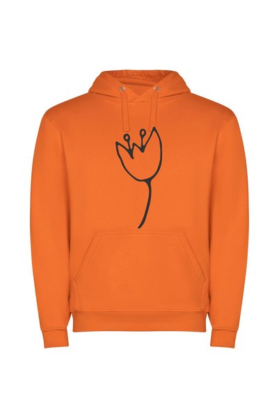 iLovePrints Ink Blossom Silhouette Φούτερ με κουκούλα σε χρώμα Πορτοκαλί