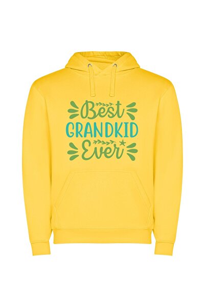 iLovePrints Grandkid: The Ultimate Trophy! Φούτερ με κουκούλα σε χρώμα Κίτρινο