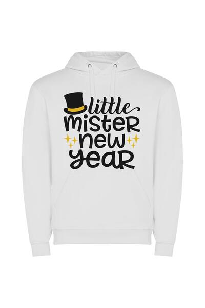 iLovePrints Hat-wearing New Year Wonders Φούτερ με κουκούλα σε χρώμα Λευκό