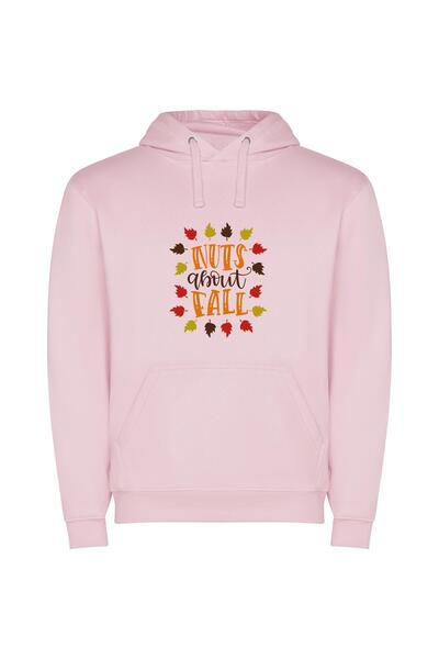 iLovePrints Fall Foliage Nut Nirvana Φούτερ με κουκούλα σε χρώμα Ροζ