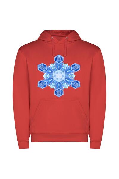 iLovePrints Frozen Fractal Elegance Φούτερ με κουκούλα σε χρώμα Κόκκινο