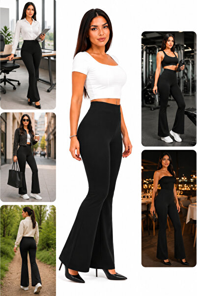 ÜSÜYORİNG Women's Plus Size Firming Black Spanish Leggings Pants