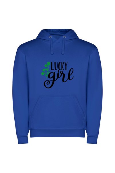 iLovePrints Luck-filled Clover Cutie Φούτερ με κουκούλα σε χρώμα Μπλε