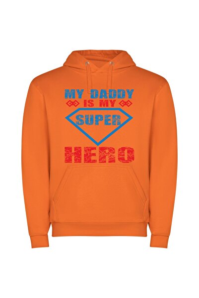 iLovePrints Daddy: My Superhero Inspiration! Φούτερ με κουκούλα σε χρώμα Πορτ...