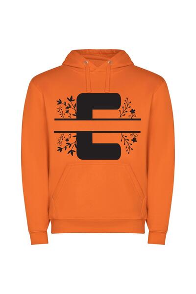 iLovePrints Fleurs F Logo Design Φούτερ με κουκούλα σε χρώμα Πορτοκαλί