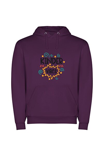 iLovePrints Joyful Kids' Positive Vibes Φούτερ με κουκούλα σε χρώμα Μωβ