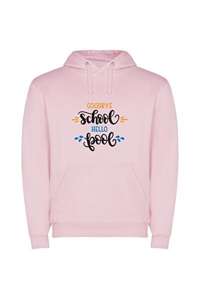 iLovePrints School to Cool: Illustrated Φούτερ με κουκούλα σε χρώμα Ροζ