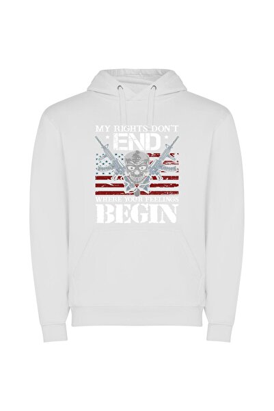 iLovePrints Patriotic Skull Warrior Φούτερ με κουκούλα σε χρώμα Λευκό