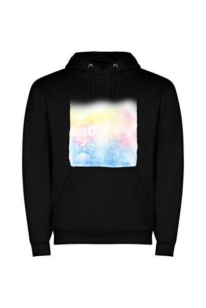iLovePrints Colorful Watercolor Dream Φούτερ με κουκούλα σε χρώμα Μαύρο