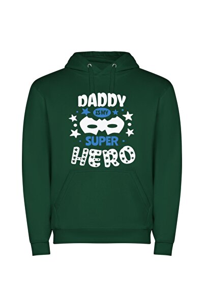 iLovePrints Superhero Dad's Day Φούτερ με κουκούλα σε χρώμα Πράσινο