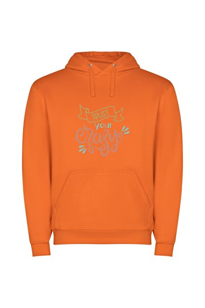 iLovePrints Whimsical Typography Delights Φούτερ με κουκούλα σε χρώμα Πορτοκαλί