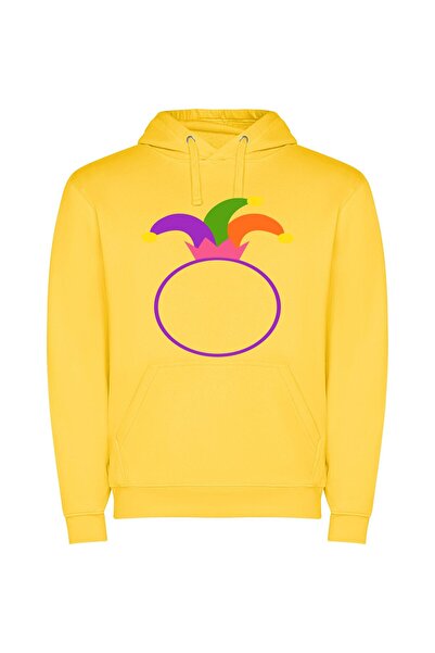 iLovePrints Mirthful Jester's Hat Φούτερ με κουκούλα σε χρώμα Κίτρινο