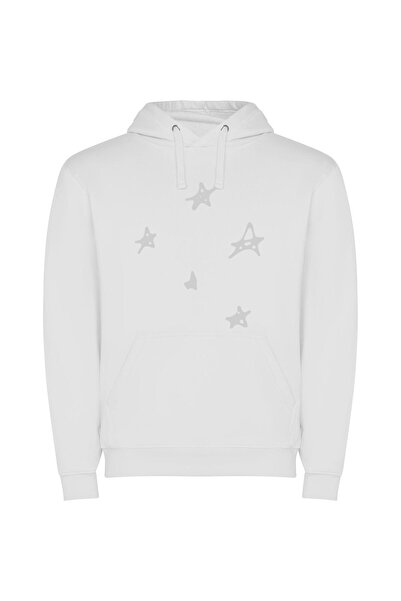 iLovePrints Stellar Noir Background Φούτερ με κουκούλα σε χρώμα Λευκό