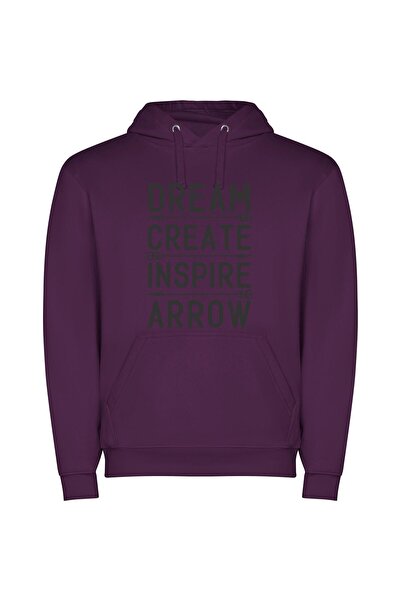 iLovePrints Dream Create Inspire Arrows Φούτερ με κουκούλα σε χρώμα Μωβ