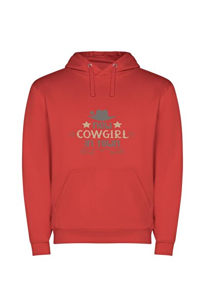 iLovePrints New Western Cowgirl Charm Φούτερ με κουκούλα σε χρώμα Κόκκινο