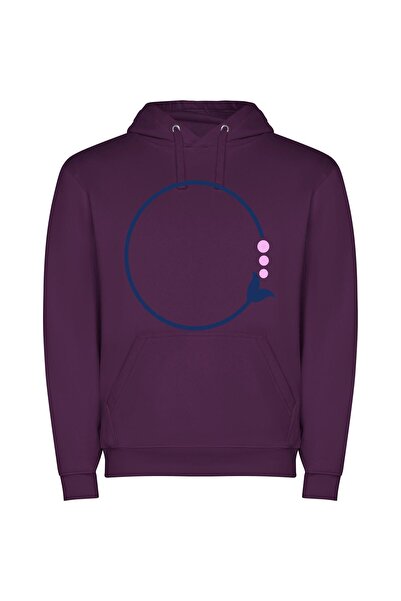 iLovePrints Circle Bliss: Floral Minimalism Φούτερ με κουκούλα σε χρώμα Μωβ