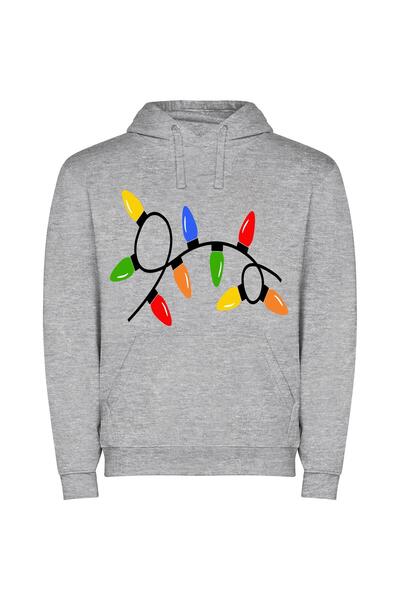 iLovePrints Radiant Festive Illumination Φούτερ με κουκούλα σε χρώμα Γκρι