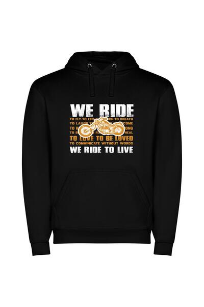 iLovePrints Living Beings Embrace Motorcycles Φούτερ με κουκούλα σε χρώμα Μαύρο