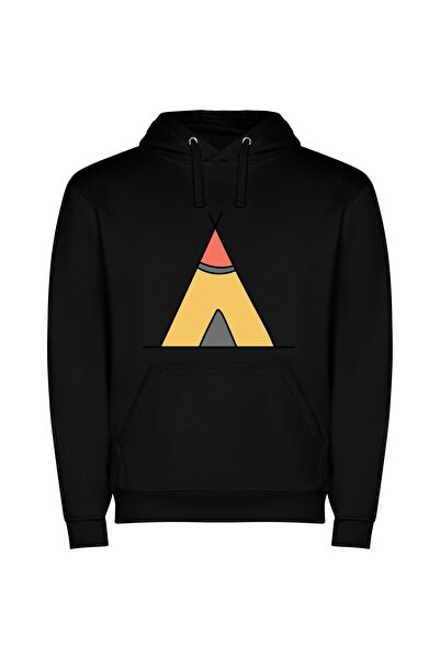 iLovePrints Red Top Teepee Dreams Φούτερ με κουκούλα σε χρώμα Μαύρο