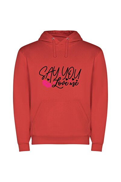 iLovePrints Love Letter Style Slay Φούτερ με κουκούλα σε χρώμα Κόκκινο