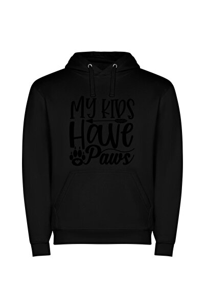 iLovePrints Paws & Kids Forever Φούτερ με κουκούλα σε χρώμα Μαύρο