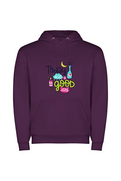iLovePrints Blissful Inked Happiness Φούτερ με κουκούλα σε χρώμα Μωβ