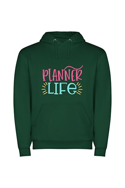 iLovePrints Life's Planner Paradise Φούτερ με κουκούλα σε χρώμα Πράσινο