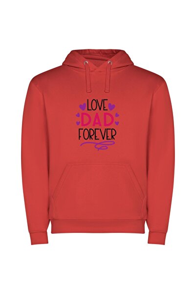 iLovePrints Eternal Love: White Background Φούτερ με κουκούλα σε χρώμα Κόκκινο