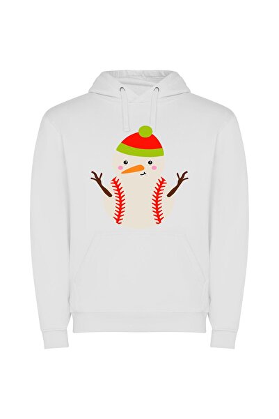 iLovePrints Frosty's Festive Sports Icon Φούτερ με κουκούλα σε χρώμα Λευκό