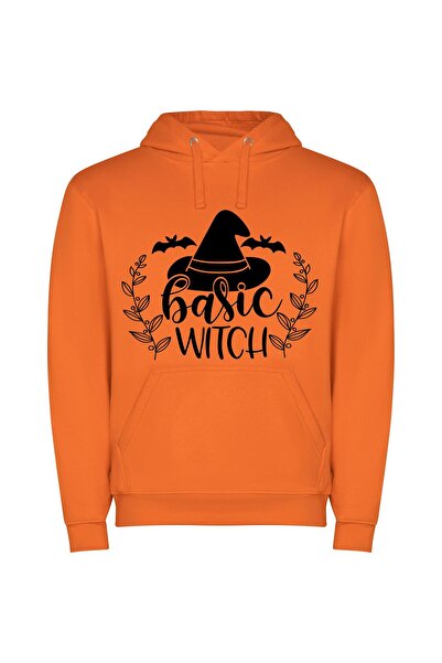 iLovePrints Witchy Chic Hat Collection Φούτερ με κουκούλα σε χρώμα Πορτοκαλί