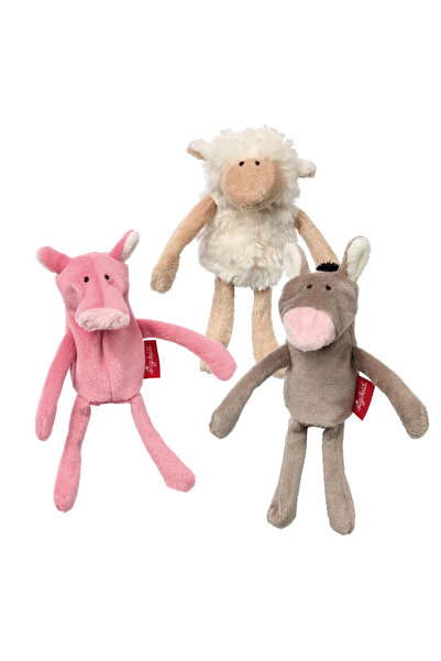 Sigikid Set de păpuși de pluș pentru degete, măgar, porc, oaie