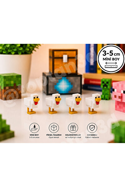 Toptan3D (1 Adet) Tavuk Mini Blok Oyuncak (2-5cm Arası Mini Figür Oyuncak)