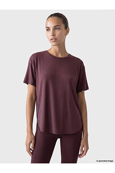 LC Waikiki Burgundy Modal Blend Oversize Women's Sports T-Shirt