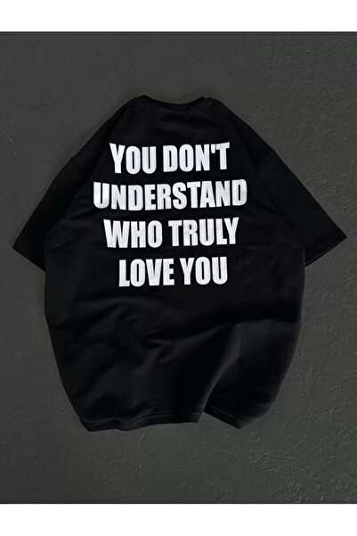 modi Unisex Crew Neck Printed Oversize T-Shirt - Black