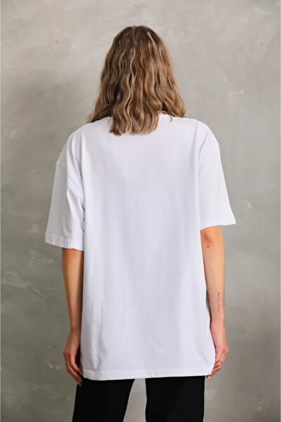 pazarella Unisex crew neck 20/1 plain oversize t-shirt - white